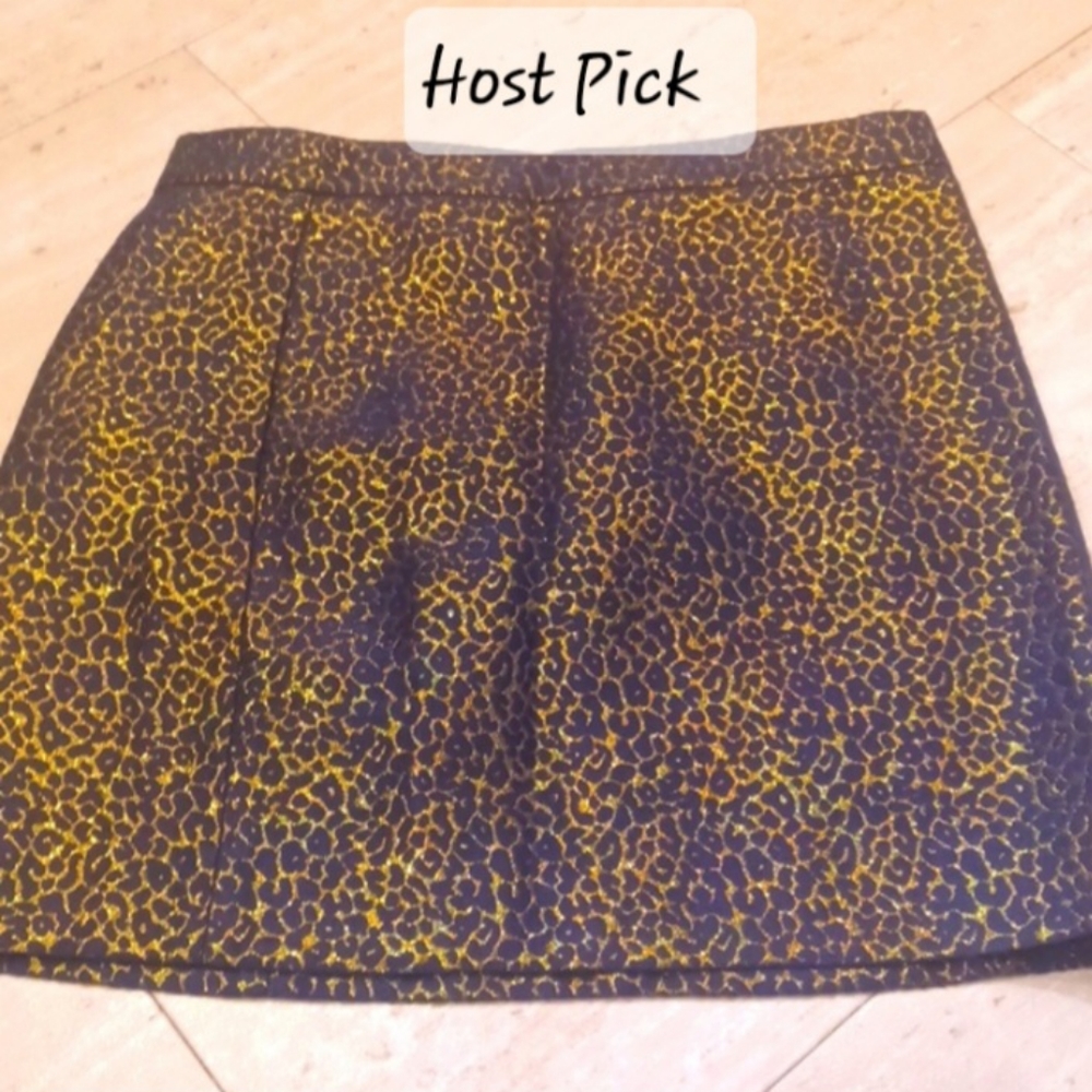 New J. Crew Stunning Metallic Gold/Navy Design Skirt